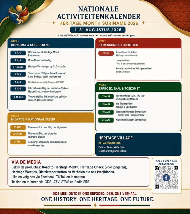Nationale Activiteitenkalender Heritage Month Suriname 2026