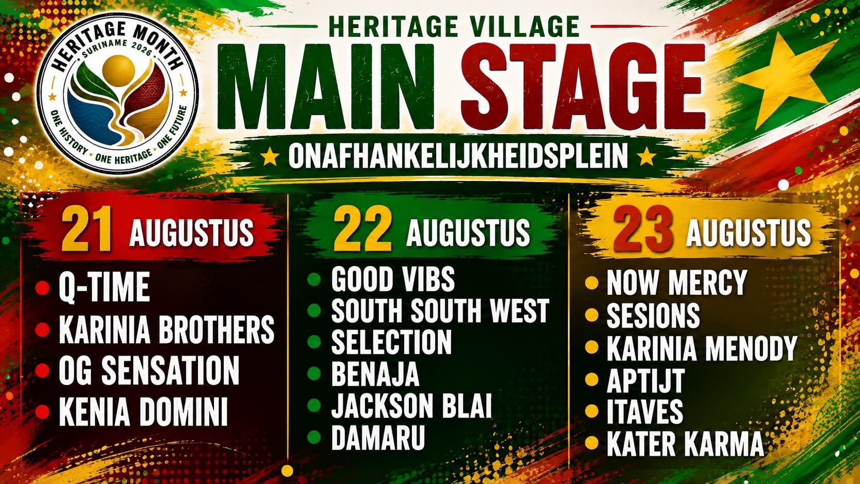 Heritage Village Main Stage line-up drie dagen